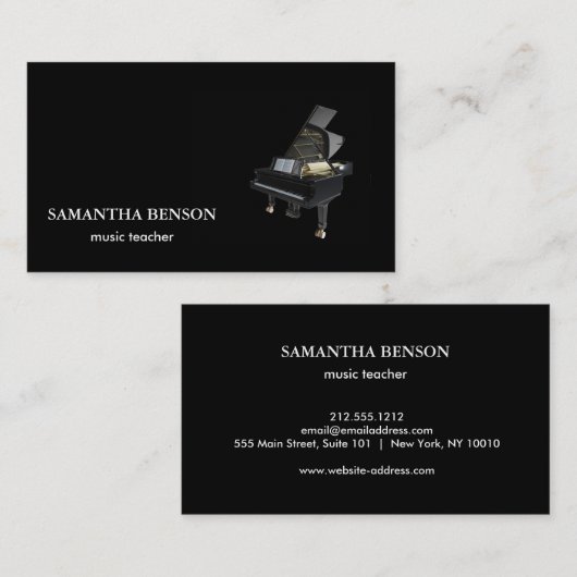 エレガントミュージシャンピアノインストラクター音楽先生 名刺 (正面/裏面)