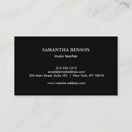 エレガントミュージシャンピアノインストラクター音楽先生 名刺 (裏面)