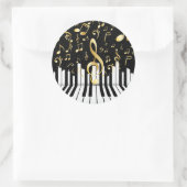 エレガントミュージックノートラグジュアリーピアノ鍵 ラウンドシール (バッグ)