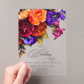 エレガントムーディ鮮やかー収穫フローラ結婚 アクリル招待状 (インサイチュ (ポータブル))