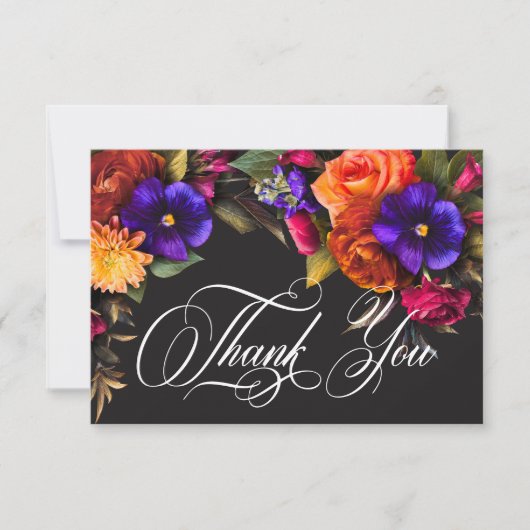 エレガントムーディ鮮やかー収穫フローラ結婚 サンキューカード (正面)