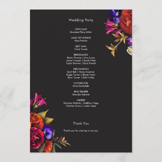 エレガントムーディ鮮やかー収穫フローラ結婚 プログラム (裏面)