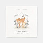 エレガントムームディアファウンフローラクレストベビーシャワー スタンダードカクテルナプキン (正面)