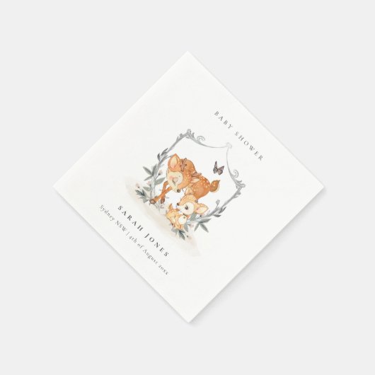 エレガントムームディアファウンフローラクレストベビーシャワー スタンダードカクテルナプキン