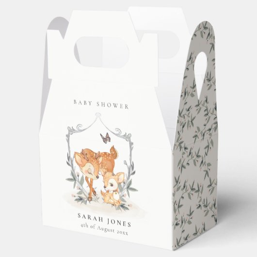 エレガントムームディアファウンフローラクレストベビーシャワー フェイバーボックス (オープン)