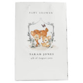 エレガントムームディアファウンフローラクレストベビーシャワー ミディアムペーパーバッグ (正面)