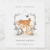 エレガントムームディアファウンフローラクレストベビーシャワー ワインラベル (シングルラベル)