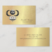 エレガントムーンロータス金ゴールド紙吹雪ヨガ 名刺 (正面/裏面)