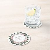 エレガントムーヴピンクフローラウォーター結婚カラー ラウンドペーパーコースター (インサイチュ)