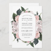 エレガントムーヴピンクローズウォーターフローラ結婚ズ 招待状 (正面/裏面)