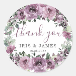 エレガントムーヴプラムパープルフローラ結婚ズ ラウンドシール