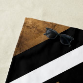 エレガントメタルブラックとホワイトジオメトリックシック ビーチタオル (インサイチュ)