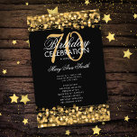 エレガントメニュー付き70th Birthday Partyプログラム金ゴールド チラシ<br><div class="desc">「エレガントBirthday Party Program」金ゴールド文字付きスパークル&ライト付きデザインカスタム。</div>