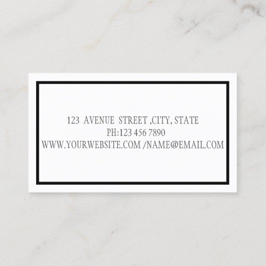 エレガントメモダンーク、シルバーグリッターのラフェイクッシュ 名刺 (裏面)