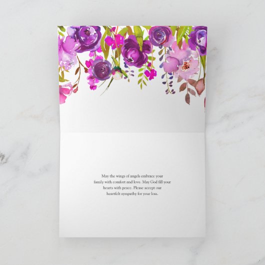 エレガントメモリアルウォーター色花模様悔やみや弔慰 カード (内部)
