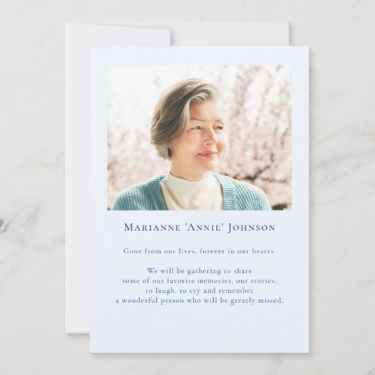 エレガントメモリアルブルーフローラお祝い 招待状 (裏面)