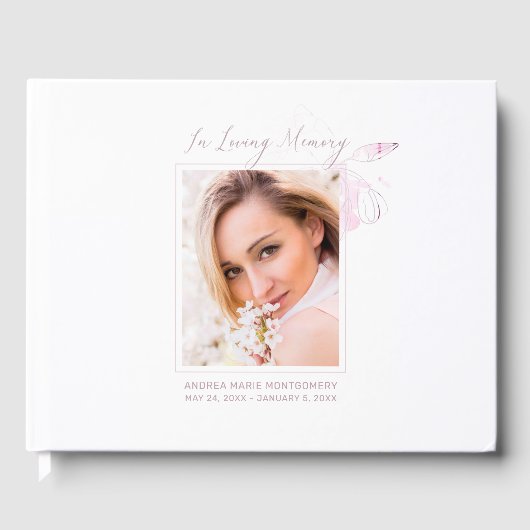 エレガントメモリアル水彩フローラ写真葬式 ゲストブック (正面)
