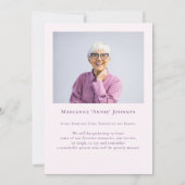 エレガントメモリアル ピンク フローラル ライフセレブレーション 招待状 (裏面)