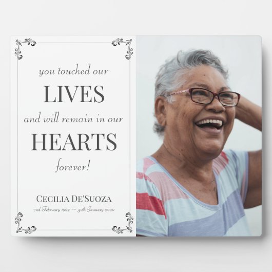 エレガントメモリアル ホワイト 思い出 カスタム写真 フォトプラーク (正面)