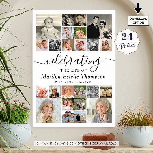 エレガントメモリアル 24 フォト 生命を称える ポスター