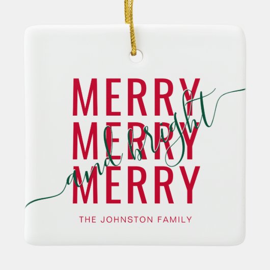 エレガントメリーで明るいクリスマス セラミックオーナメント (正面)