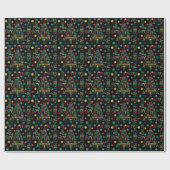 エレガントメリーワーアートツリーカラフルブラックおもしろい ラッピングペーパー (フラット)