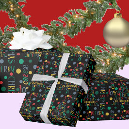 エレガントメリーワーアートツリーカラフルブラックおもしろい ラッピングペーパー