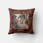 エレガントメリー明るい赤色の金ゴールドヴィンテージ クッション (裏面)