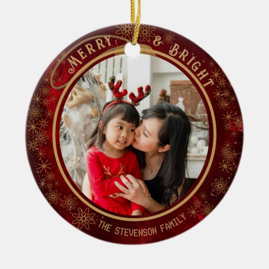 エレガントメリー明るい赤色の金ゴールド セラミックオーナメント (正面)