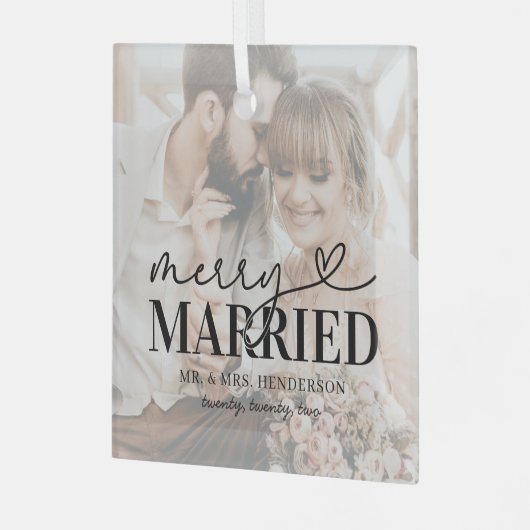 エレガントメリー結婚した夫婦 ガラスオーナメント (正面左)