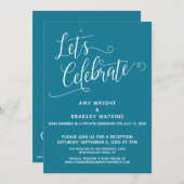 エレガントモザイクブルー レセプション・オンリー をお祝いしよう 招待状 (正面/裏面)