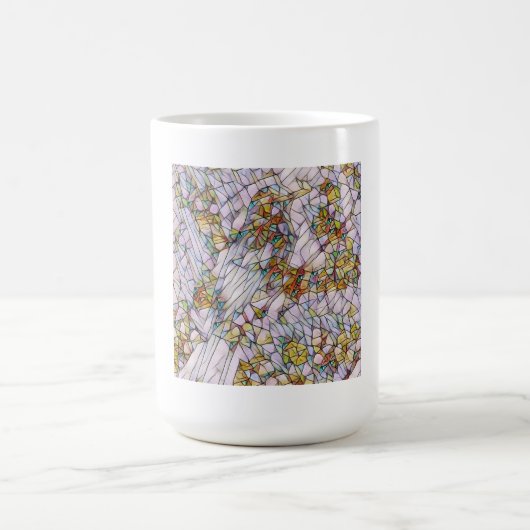 エレガントモザイク図解入りの、写真付きのバード コーヒーマグカップ (中央)