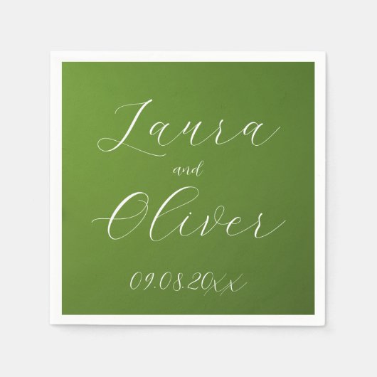 エレガントモスグ結婚リーン スタンダードカクテルナプキン (正面)