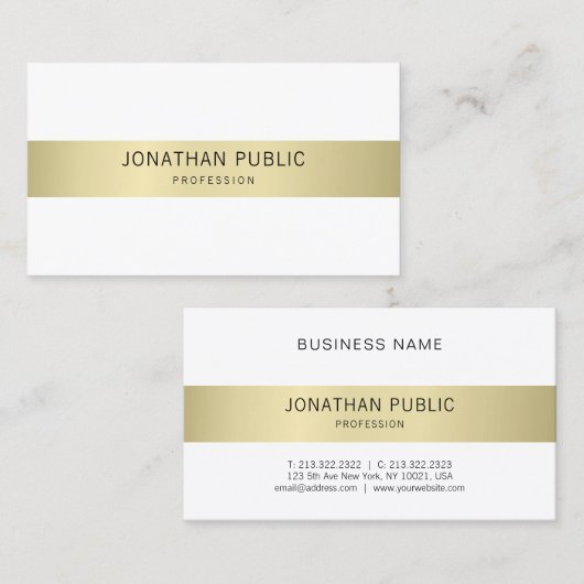 エレガントモダンお洒落デザイントレンディープレインラグジュアリー 名刺 (正面/裏面)