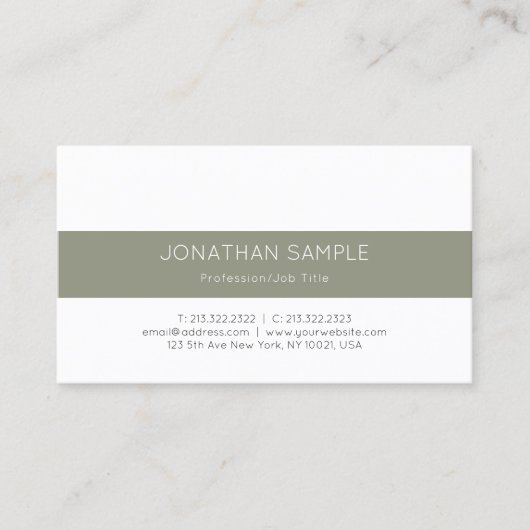 エレガントモダンお洒落デザインプレーントレンディーラグジュアリー 名刺 (正面)