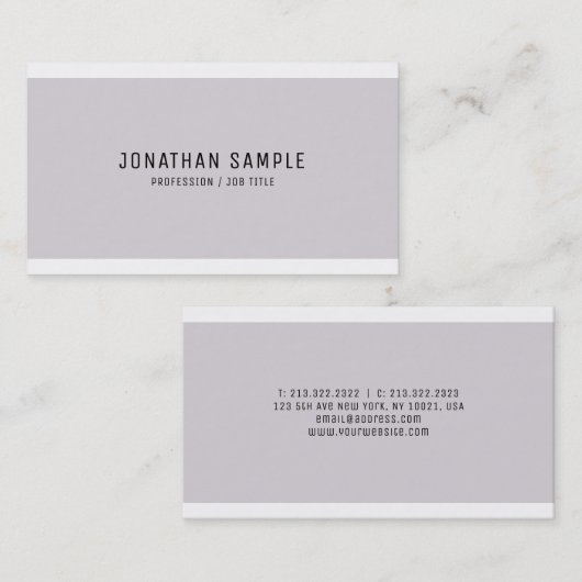 エレガントモダンお洒落デザインプレーンプロフェッショナル 名刺 (正面/裏面)