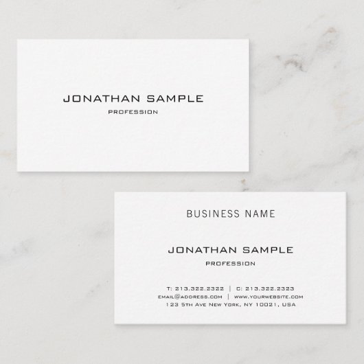 エレガントモダンお洒落デザインプレーンプロフェッショナル 名刺 (正面/裏面)