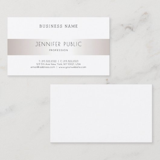 エレガントモダンお洒落デザインプロフェッショナル銀 名刺 (正面/裏面)