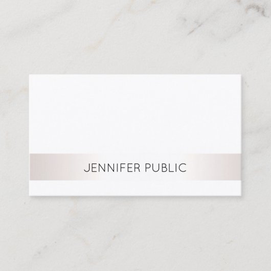 エレガントモダンお洒落高級シルバフェイクープレーン 名刺 (正面)