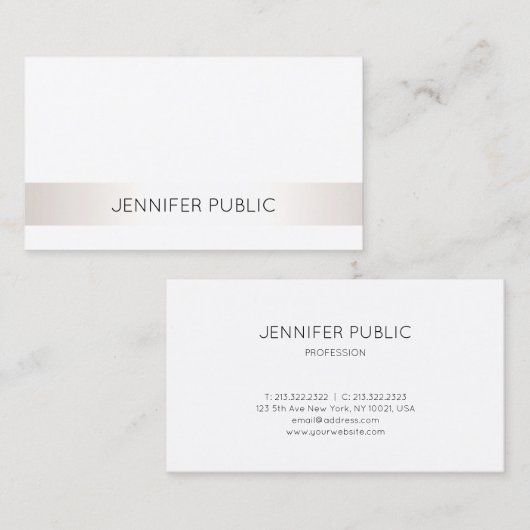 エレガントモダンお洒落高級シルバフェイクープレーン 名刺 (正面/裏面)