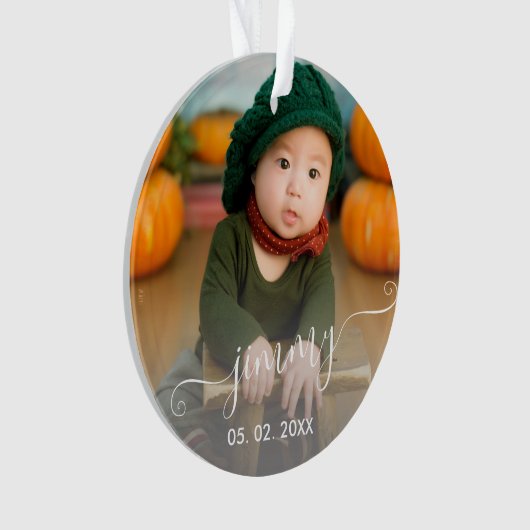 エレガントモダンかわいいの男の子の名前と写真 オーナメント (正面)