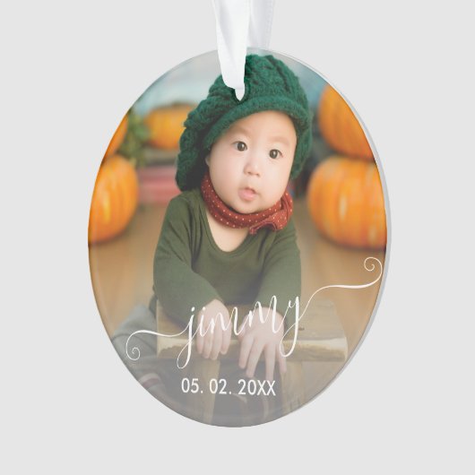 エレガントモダンかわいいの男の子の名前と写真 オーナメント (正面)