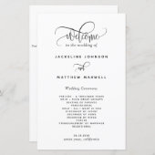 エレガントモダンとシンプル結婚式 プログラム、スクリプト (正面/裏面)