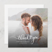 エレガントモダンなウェディングフォトスクリプト サンキューカード (正面/裏面)