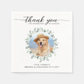 エレガントモダンなウェディングフォトドッグペット スタンダードカクテルナプキン (正面)