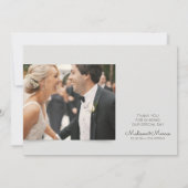 エレガントモダンなウェディング写真ありがとう サンキューカード (裏面)