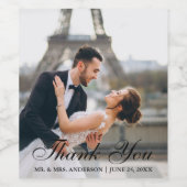 エレガントモダンなウェディング写真ありがとう ワインラベル (シングルラベル)