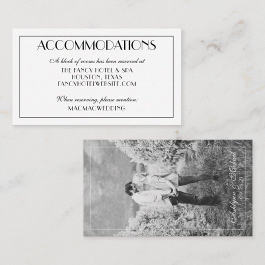 エレガントモダンなウェディング宿泊施設の写真 エンクロージャーカード (正面/裏面)