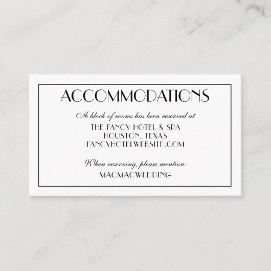 エレガントモダンなウェディング宿泊施設の写真 エンクロージャーカード (正面)