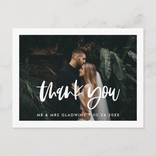 エレガントモダンな結婚式ありがとう写真 ポストカード (正面)